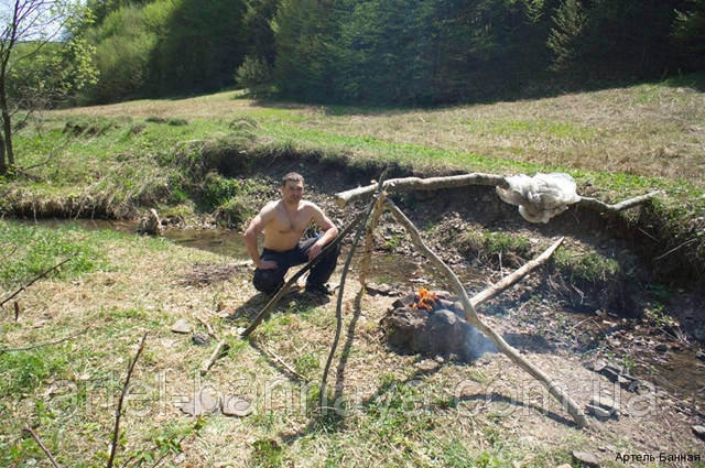 Артіль Банна . лазня в горах, піч паровоз