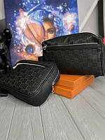 Чоловіча чорна сумка нессесер Louis Vuitton барсетка сумка для косметики Луї Віттон