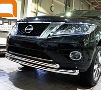 Кенгурятник подвійний вус на Nissan Pathfinder (c 2014---) Can Otomotiv d76\60 mm