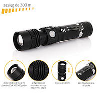 Ліхтарик ручний BL 518 CREE XM-L T6 Usb black, фото 4