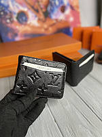 Мужской черный кошелек картхолдер Louis Vuitton вместительная визитница бумажник Луи Виттон