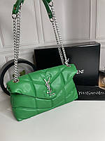Жіноча сумка трендова Yves Saint Laurent | Сумка зелена з сріблястим лого Ів Сен Лоран