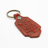 Красный Брелок украинский Герб универсальный, Патриотический кожаный с тиснением, Брелок для ключей на подарок