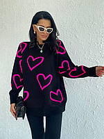 Яркие стильные свитера-туники с сердечком