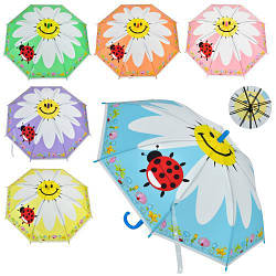 Парасолька дитяча MK 4804, Ромашка, парасолька тростина, клейонка, складаний, механічний, аксесуар для дітей, Metr+