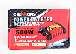 Інвертор перетворювач напруги CIEMANS 12-220 V 500 W Power Inverter, фото 1
