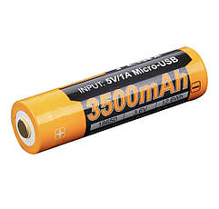 Аккумулятор 18650 Fenix 3500 mAh ARB-L18-3500U micro usb зарядка, фото 3