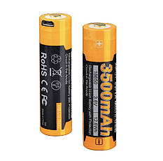 Аккумулятор 18650 Fenix 3500 mAh ARB-L18-3500U micro usb зарядка, фото 2