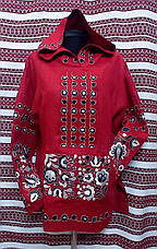 Вишиванка жіноча, туніка з капюшоном, вишневий льон "Даха-Браха", фото 4