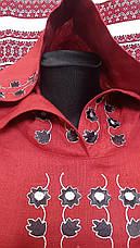 Вишиванка жіноча, туніка з капюшоном, вишневий льон "Даха-Браха", фото 2