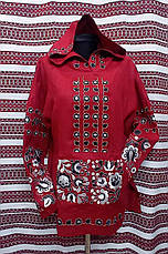 Вишиванка жіноча, туніка з капюшоном, вишневий льон "Даха-Браха", фото 5