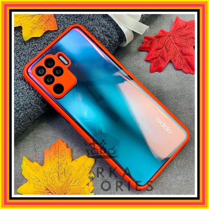 Протиударний чохол бампер для Oppo Reno 5 Lite червоний прозорий захист камери