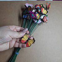 Опора для цветоноса 25 см с бабочкой для украшения цветочных горшков, 1 шт.