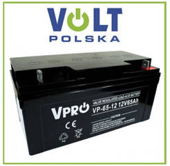 Акумулятор Volt Polska Opti VRLA AGM 12 В 65 А·год (Чорний)