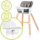 Стілець для годування Lionelo KOEN GREY STONE, трансформер, 5-точкові ремені безпеки, фото 4