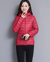 Жіноча червона демісезонна куртка, екопух, весна, осінь і тепла зима Розмір М (44-46)