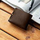Шкіряний коричневий гаманець NORB з натуральної телячої шкіри на заклепках з фіксацією на кнопці ручної роботи, фото 4