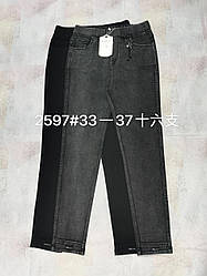 Жіночі джинси Стрейч тонкий розмір Напівбатал 33 34 35 36 37 з закотами Однотонні Сірі та чорні оптом