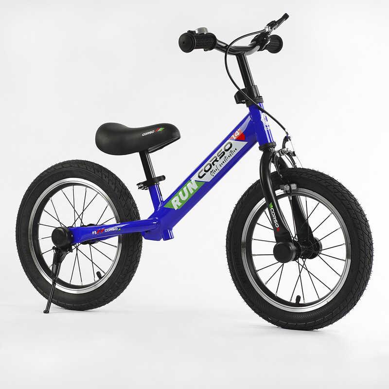Велобіг біговел дитячий на надувних колесах 14" CORSO RJ-37459 зі сталевою рамою та ручним переднім гальмом