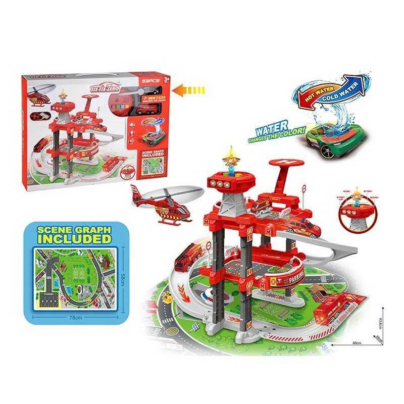 Дитячий Гараж Паркінг Парківка 660 А-305, 3 поверхи, 2 машинки, 1 машинка змінює колір, зі світлом і звуком, фото 1