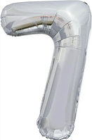 Фольгована куля цифра "7", срібна 80 см. в упаковці.