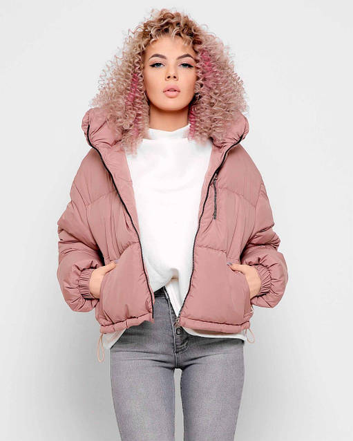 Весенняя женская короткая куртка оверсайз пыльная роза X-Woyz LS