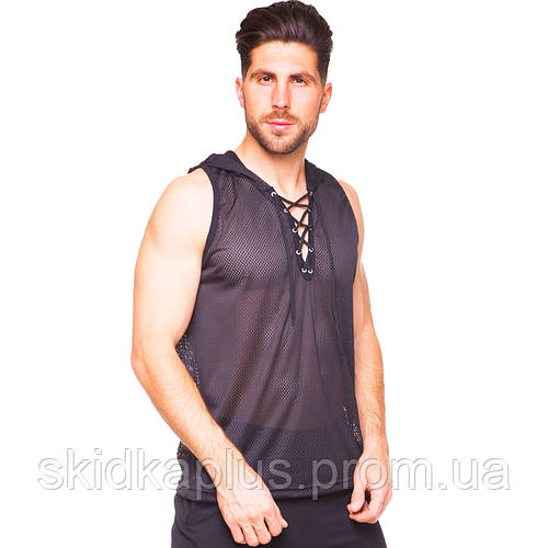 Майка с капюшоном для бодибилдинга и пауэрлифтинга мужская сетка Domino ...