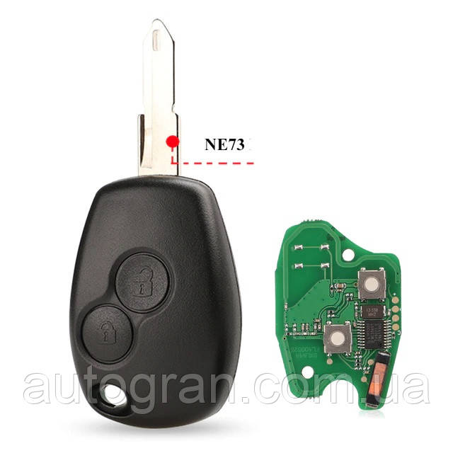 Ключ із платою Renault Opel 2 кнопки 433Mhz, чип ID46 лезо VA2
