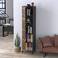 Шафа пенал офісна з полицями LT-450-1900 каркас антрацит Loft Design Горіх Модена