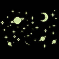 Светящиеся звезды с месяцем и планетами 36 штук