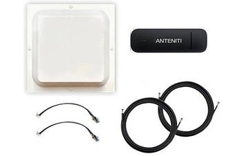3G/4G комплект роутер anteniti E3372h-153 Антена посилення Mimo 2х17 db планшетна + кабель + 2 перехідники