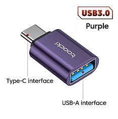 Перехідник OTG Toocki TQ-OTG01 USB3.0 to Type-C Type-C - USB, Фіолетовий