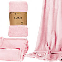 Плед покривало 150 x 200 см Springos Extra Soft однотонний плюшевий Теплий м'який плед на ліжко Рожевий