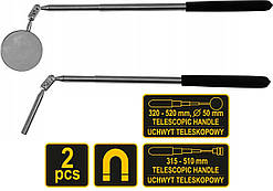Дзеркало оглядове та магнітний тримач VOREL Ø54 x 320-520 мм / 315-510 мм, телескопічні ручки, 2 шт