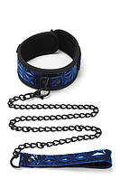 Набір нашийник та повідець синій WHIPSMART DIAMOND COLLAR AND LEASH BLUE