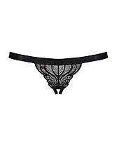 Мереживні танга з доступом Obsessive 828-THC-1 crotchless thong S/M, чорні, фото 6