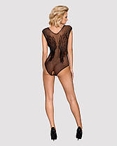 Бодістокінг з великої сітки з мереживом Obsessive B112 teddy S/M/L, чорний, з доступом, фото 6