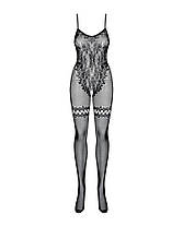(SALE) Бодістокінг Obsessive Bodystocking F213 S/M/L, імітація мереживного боді та гумки для панчох, фото 5