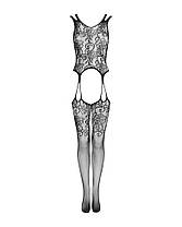 Бодістокінг Obsessive Bodystocking F237 S/M/L, рослинне плетіння, імітація панчіх, фото 4