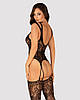 Бодістокінг Obsessive Bodystocking F237 XL/XXL, рослинне плетіння, імітація панчіх, фото 7