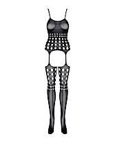 (SALE) Бодістокінг Obsessive Bodystocking G310 S/M/L, топ, панчохи, підв'язки, круглі вирізи, фото 5