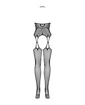 Бодістокінг Obsessive Bodystocking G316 S/M/L, квітковий декор, схрещені підв'язки, фото 4
