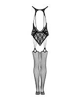Бодістокінг Obsessive Bodystocking G324 S/M/L black, силуетний малюнок, фото 3