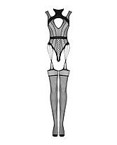 (SALE) Ажурний бодистокінг з отворами Obsessive Bodystocking G327 black S/M/L, чорний, комбінезон, з дос, фото 4
