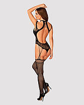 (SALE) Ажурний бодистокінг з отворами Obsessive Bodystocking G327 black S/M/L, чорний, комбінезон, з дос, фото 5