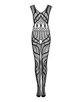 Сітчастий бодістокінг з вирізами і малюнком Obsessive Bodystocking G328 S/M/L, чорний, комбінезон, фото 4