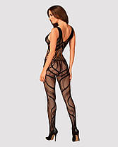 Сітчастий бодістокінг з вирізами і малюнком Obsessive Bodystocking G328 S/M/L, чорний, комбінезон, фото 5