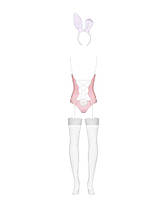 Еротичний костюм зайчика Obsessive Bunny suit 4 pcs costume pink S/M, рожевий, топ з підв'язками, тру, фото 4