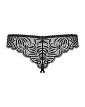 Мереживні танга з доступом Obsessive Contica crothchles thong S/M, чорні, фото 5