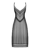 Напівпрозора довга сорочка Obsessive Estiqua chemise XS/S, чорний, асиметричний крій, фото 4